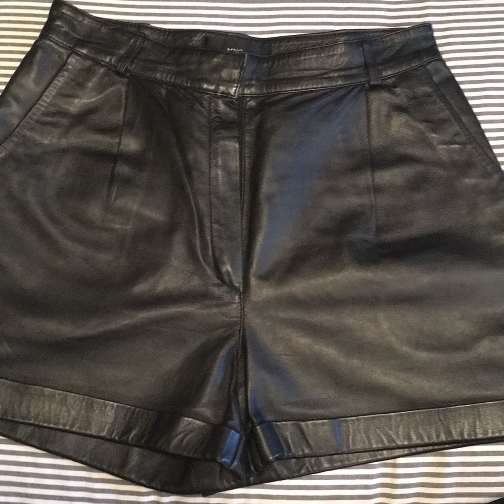 Leather high waist shorts